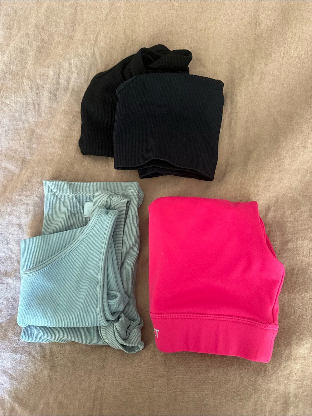 5-Pack SET Active, 2 x Ribbed 1 shoulder tanks & matching sports bras + Pink sb